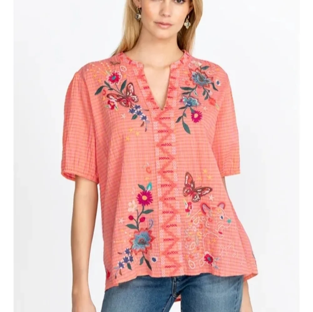 Johnny Was Olinda Puff Sleeve Effortless Blouse
